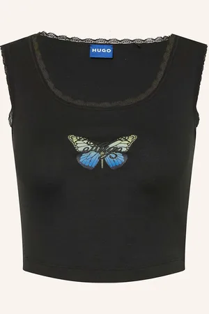 Hugo Blue Cropped Top Delarina černá