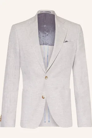 Sand Oblekové Sako Slim Fit Se Lnem