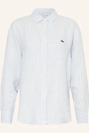 Lacoste Lněná Košilová Halenka bílá tmavě modrá