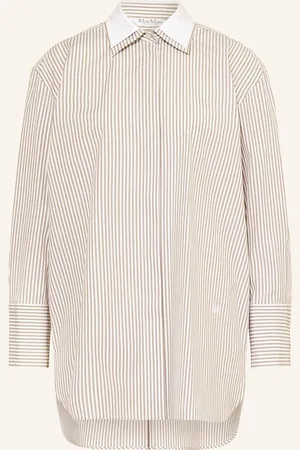Max Mara Oversized Košilová Halenka Tubinga bílá hnědá