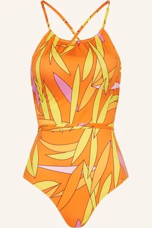 Vilebrequin High Neck Plavky Madrague Hydra oranžová žlutá