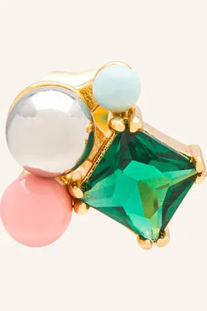 Lulu Copenhagen Puzetové Náušnice Bouquet Green Bling zlatá