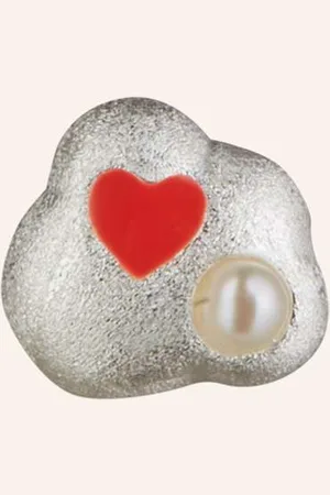 Lulu Copenhagen Puzetové Náušnice Magic Stone Heart stříbrná červená