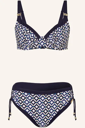 Charmline Bikiny S Kosticemi Seaside Dining S Tvarujícím Efektem tmavě modrá krémová modrá