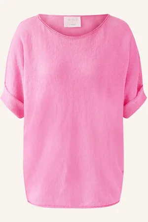 Oui Oversized Úpletové Tričko Ze Lnu růžová