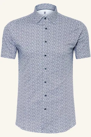 DESOTO Košile S Krátkým Rukávem Slim Fit bílá tmavě modrá