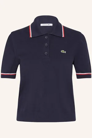Lacoste Úpletová Polokošile tmavě modrá červená tmavě modrá