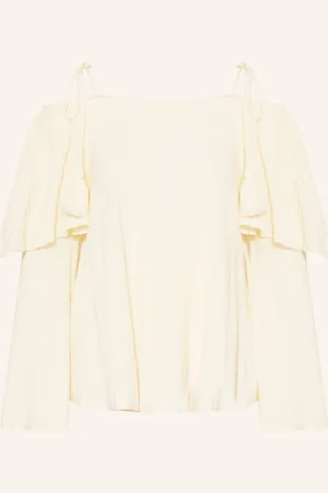 Bash Off-Shoulder Svetr Vala S Volánky režná