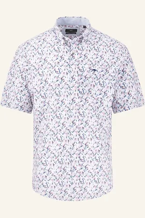 Fynch-Hatton Košile S Krátkým Rukávem Casual Fit bílá tmavě modrá fialová