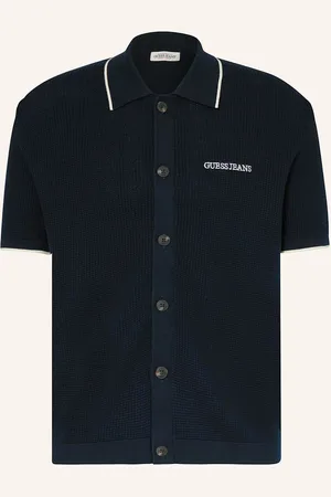 Guess Úpletová Košile Regular Fit tmavě modrá bílá