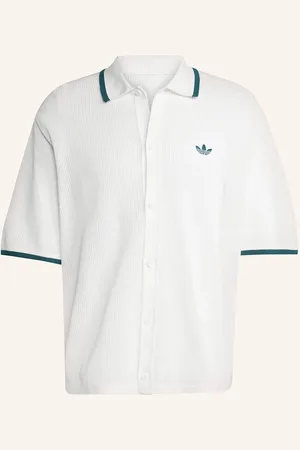 adidas Úpletová Košile Button Down Loose Fit režná petrolejová