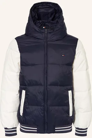 Tommy Hilfiger Prošívaná Bunda tmavě modrá bílá