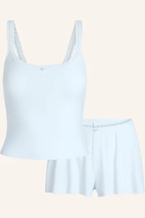 SKIMS Pohodlná Domácí Sada Soft Lounge Lace tmavě modrá