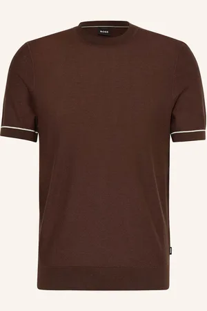 HUGO BOSS Tričko Jianfranco tmavě hnědá