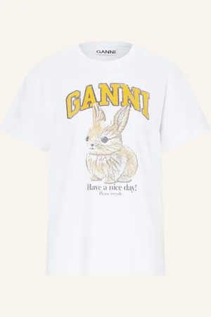 Ganni Tričko Baby Bun bílá