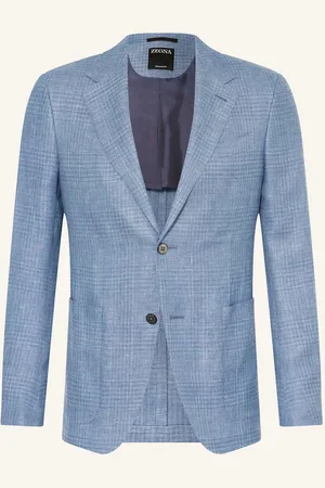 Ermenegildo Zegna Sako S Příměsí Lnu Slim Fit modrá