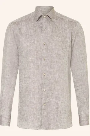 Ermenegildo Zegna Lněná Košile Oasi Comfort Fit šedá