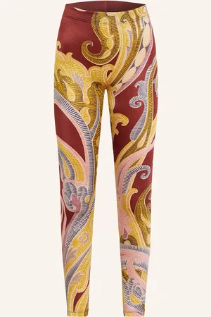 Wolford Punčochové Legíny Paisley Baroque tmavě červená žlutá