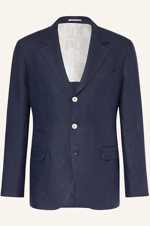 Brunello Cucinelli Lněné Sako Leisure Fit tmavě modrá