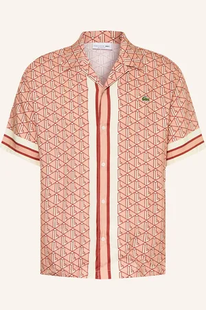 Lacoste Košile Resort Relaxed Fit lososová tmavě červená krémová
