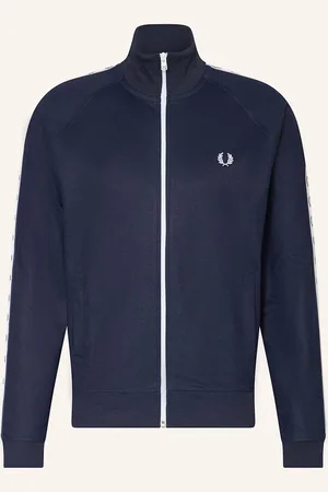 Fred Perry Mikinová Bunda tmavě modrá bílá