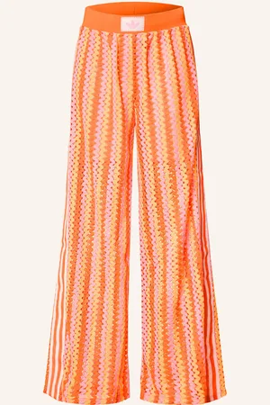 adidas Háčkované Kalhoty Summer Glow Firebird růžová neonově oranžová