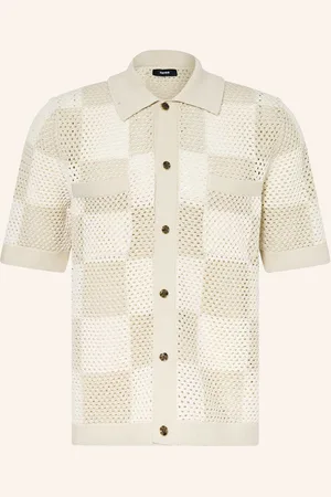 Reiss Háčkovaná Košile Alfred Regular Fit béžová režná