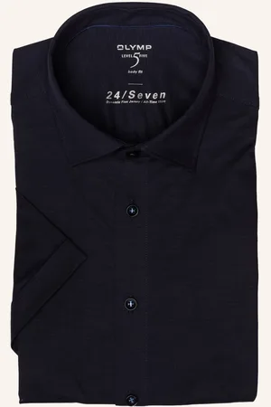 Olymp Košile S Krátkým Rukávem Level Five 24 Seven Body Fit tmavě modrá