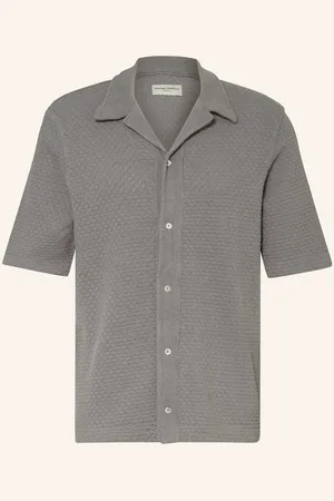 OFFICINE GENERALE Úpletová Košile Kai Regular Fit šedá
