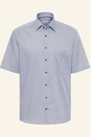 ETERNA Košile S Krátkým Rukávem Comfort Fit modrá tmavě modrá bílá