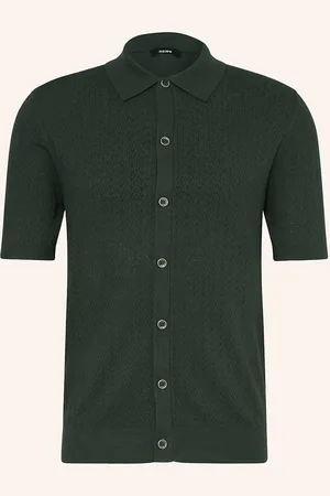 Reiss Úpletová Košile Thames Regular Fit tmavě zelená