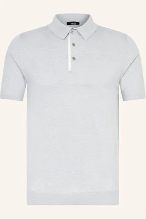 Reiss Úpletová Polokošile Finch Regular Fit světle šedá