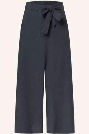Herrlicher Lněné Culotte Kalhoty Nelanie tmavě modrá