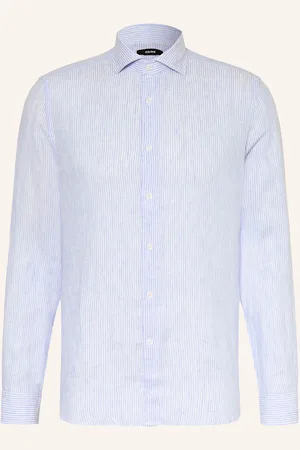 Reiss Lněná Košile Ruban Regular Fit tmavě modrá bílá