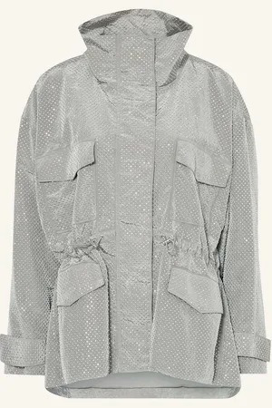 Pinko Bunda Fieldjacket Pescatore S Ozdobnými Kamínky šedá stříbrná