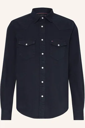 Tommy Hilfiger Svrchní Džínová Košile tmavě modrá