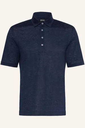 Ermenegildo Zegna Lněná Polokošile tmavě modrá