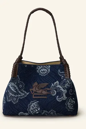 Etro Shopper Libra Small tmavě modrá tmavě modrá tmavě hnědá