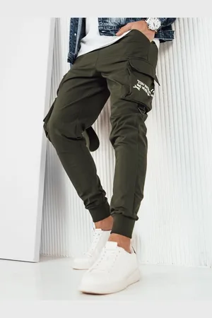 D-Street Originální zelené pánské kapsáčové jogger kalhoty