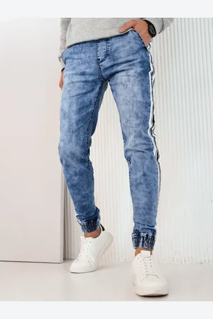 D-Street Modré pánské jogger rifle s pruhem