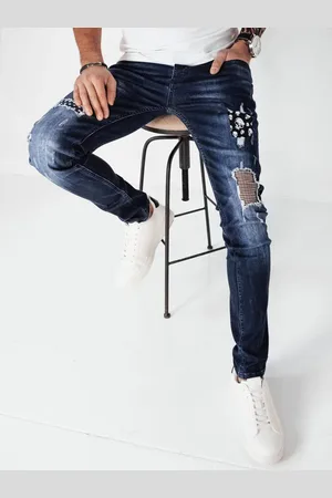 D-Street Módní modré pánské rifle v trendy provedení