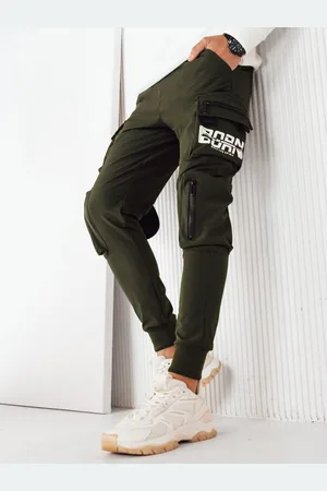 D-Street Trendy zelené pánské kapsáčové jogger kalhoty Born