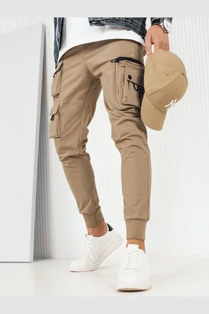 D-Street Trendy béžové pánské kapsáčové jogger kalhoty UP