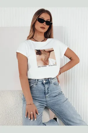 D-Street Dámské bílé tričko s trendy potiskem Falci