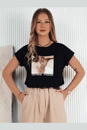 D-Street Dámské černé tričko s trendy potiskem Falci