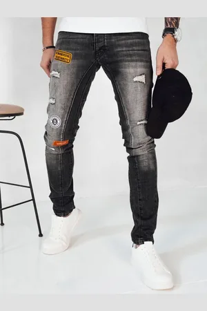 D-Street Trendy grafitové pánské rifle s ozdobnými prvky
