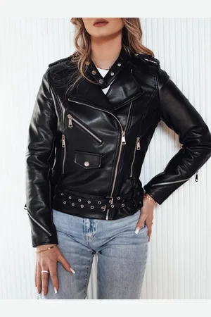 D-Street Trendy dámská černá koženková bunda Roldan