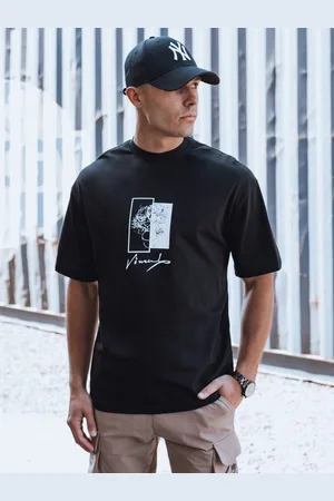 D-Street Moderní černé tričko s trendy potiskem