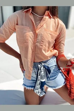D-Street Trendy dámská meruňková košile Stylish