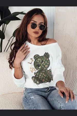 D-Street Dámská bílá blůza laděná do zelena Ostio